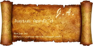 Justus Apród névjegykártya